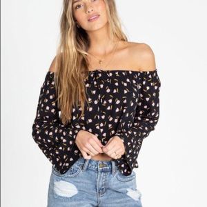 NEW Billabong Light It Up Off-The-Shoulder Top Black Size S